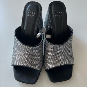 Silver Disco Mules